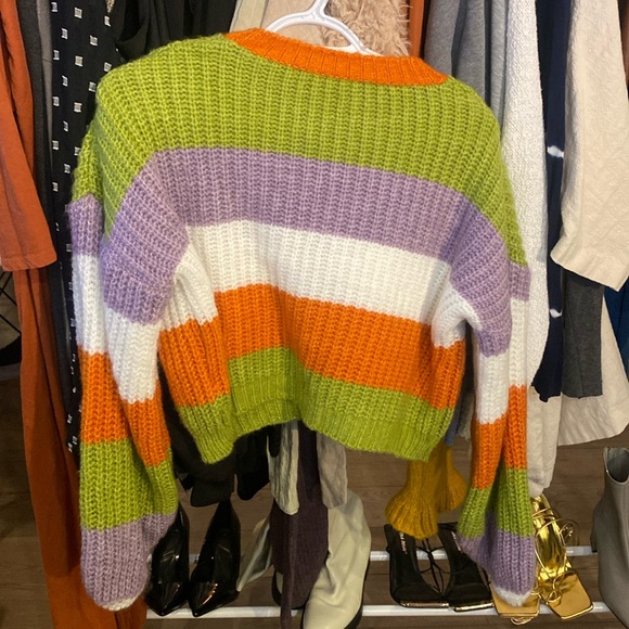 Colorful Acrylic Crop Top S-M Sweater - Picture 1 of 2